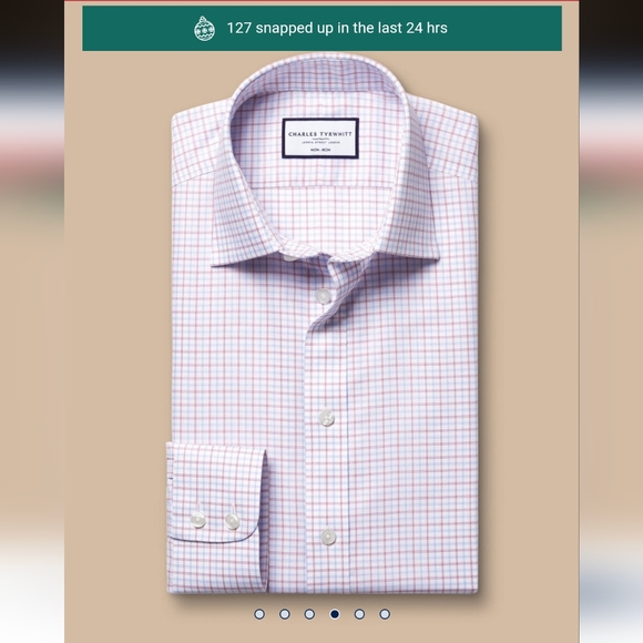 Charles Tyrwhitt Non-Iron Royal Oxford Windowpane Check Classic Fit Shirt - 17 - Picture 8 of 10